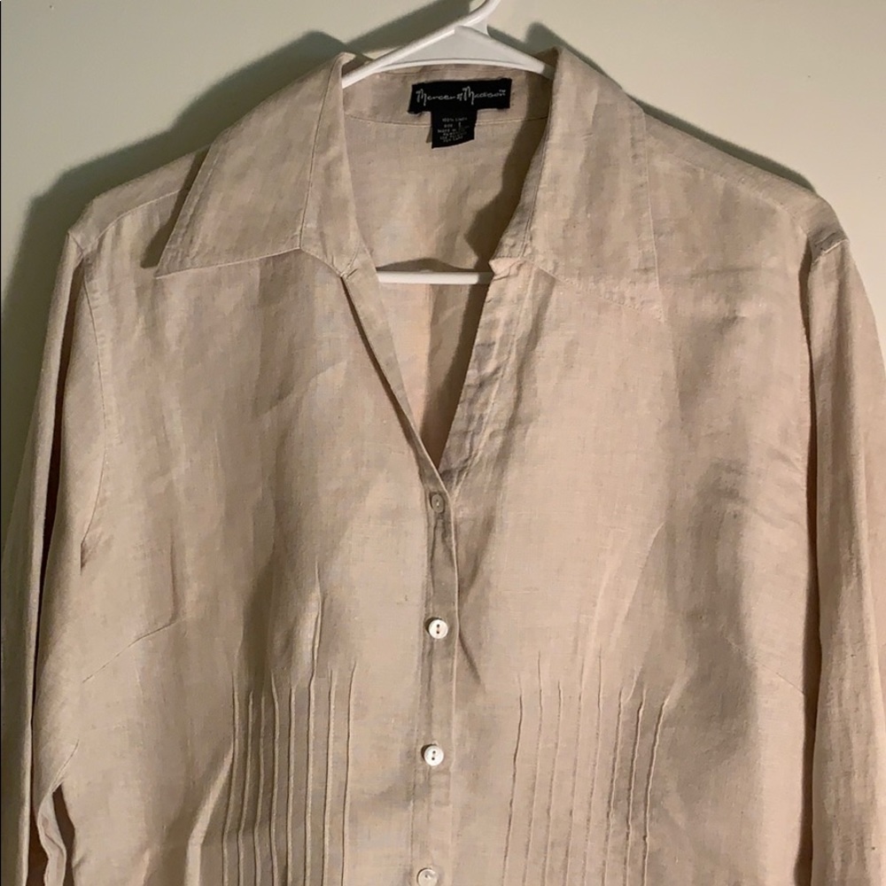 Neutral Linen Button Down - Picture 5 of 8